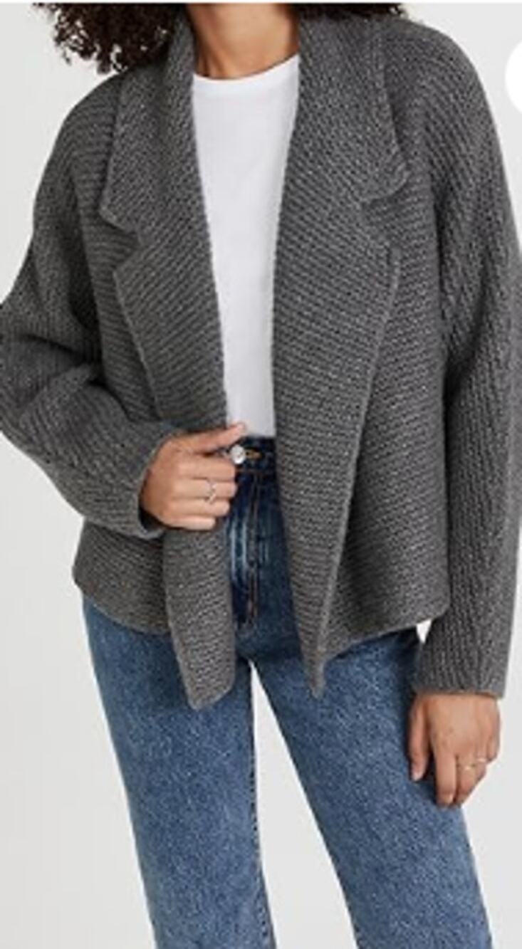 Theory Women's Dolman Cardigan Cashmere Wool Grey Melange Notch Lapel Medium NWT